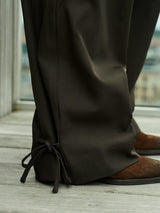 Neo Noir Isotta Structure Tie Pants - Dark Brown