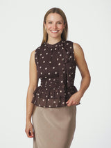 Neo Noir Ansol Big Dot Top - Brown