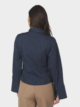 Neo Noir Fenli Slim Stripe Shirt - Navy