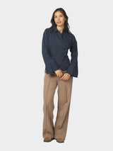 Neo Noir Fenli Slim Stripe Shirt - Navy