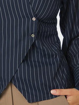 Neo Noir Fenli Slim Stripe Shirt - Navy