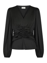 Neo Noir Pascal Drapy Satin Blouse - Black