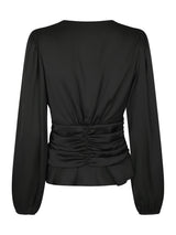 Neo Noir Pascal Drapy Satin Blouse - Black
