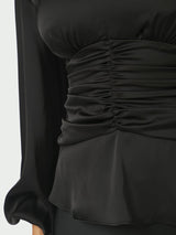 Neo Noir Pascal Drapy Satin Blouse - Black
