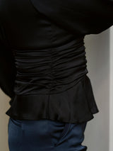 Neo Noir Pascal Drapy Satin Blouse - Black
