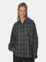 Neo Noir Dalma Flannel Check Skirt - Warm Grey