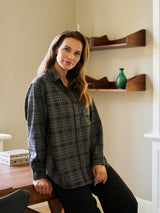 Neo Noir Dalma Flannel Check Skirt - Warm Grey