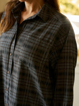 Neo Noir Dalma Flannel Check Skirt - Warm Grey