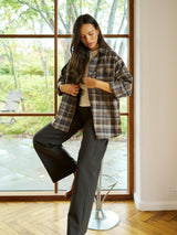 Neo Noir Dalma Flannel Check Skirt - Dark Taupe