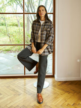 Neo Noir Dalma Flannel Check Skirt - Dark Taupe