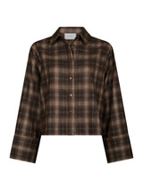 Neo Noir Jaylin Flannel Check Shirt - Dark Taupe