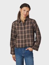 Neo Noir Jaylin Flannel Check Shirt - Dark Taupe