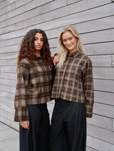 Neo Noir Jaylin Flannel Check Shirt - Dark Taupe