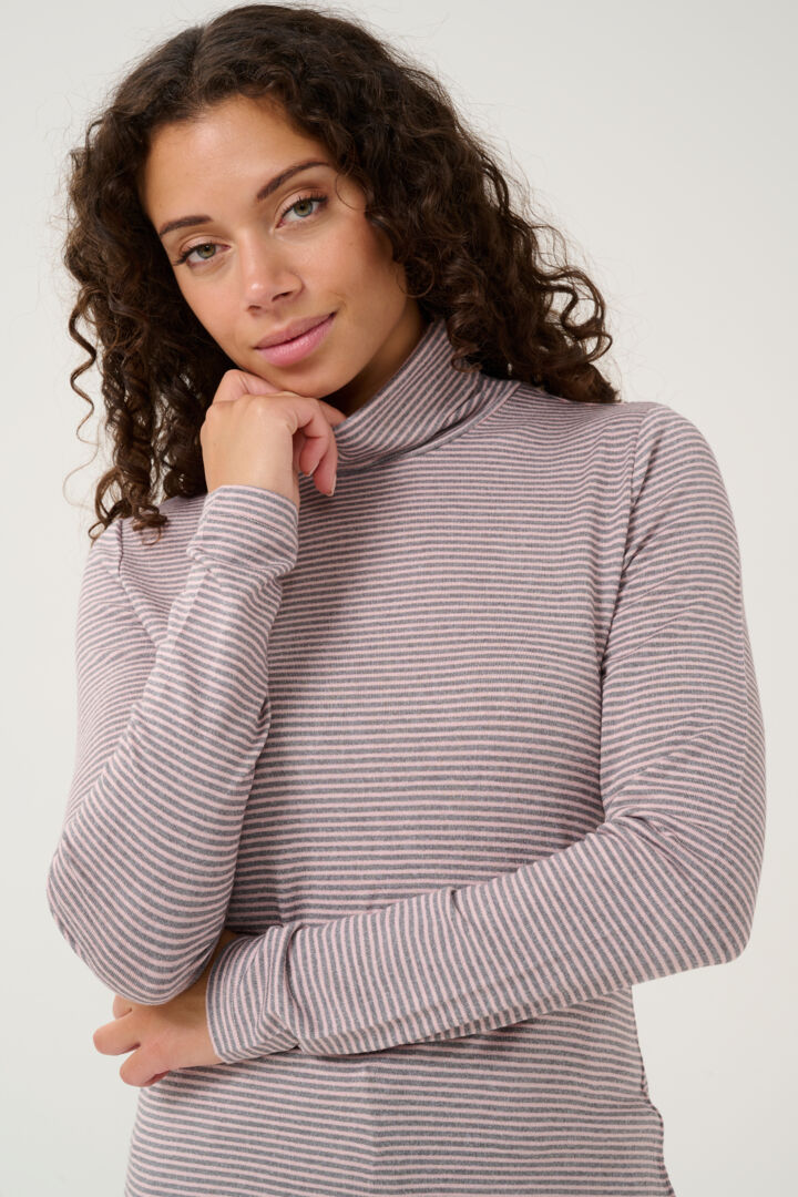 Culture Alexandra Jersey Rollneck - Steel Gray/Pale