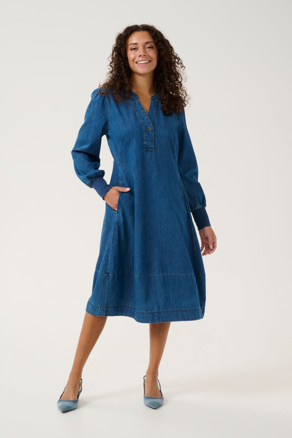 Culture Allura Arpa Rib Dress - Dark Blue Wash