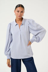 Culture Any Blouse - Blue/Green Stripe