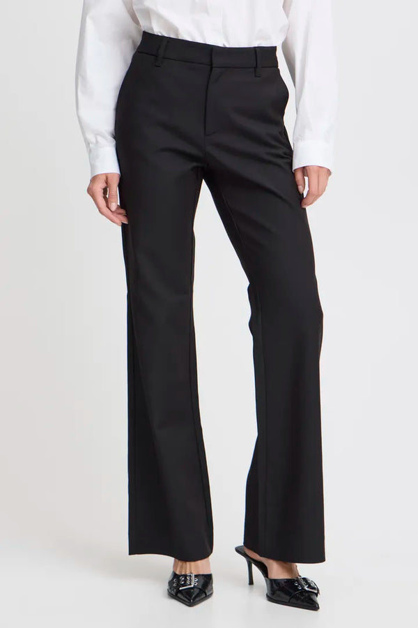 Pulz Bindy HW Pants Bootcut Leg - Black Beauty