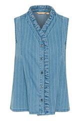 Culture Renny Sleeveless Shirt - Light Blue Denim