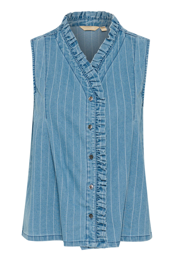 Culture Renny Sleeveless Shirt - Light Blue Denim