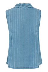 Culture Renny Sleeveless Shirt - Light Blue Denim