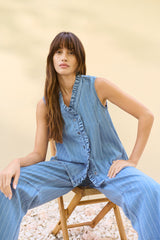 Culture Renny Sleeveless Shirt - Light Blue Denim