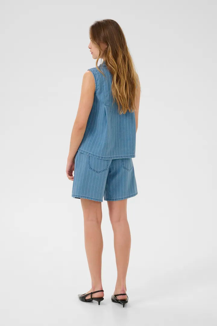 Culture Renny Sleeveless Shirt - Light Blue Denim