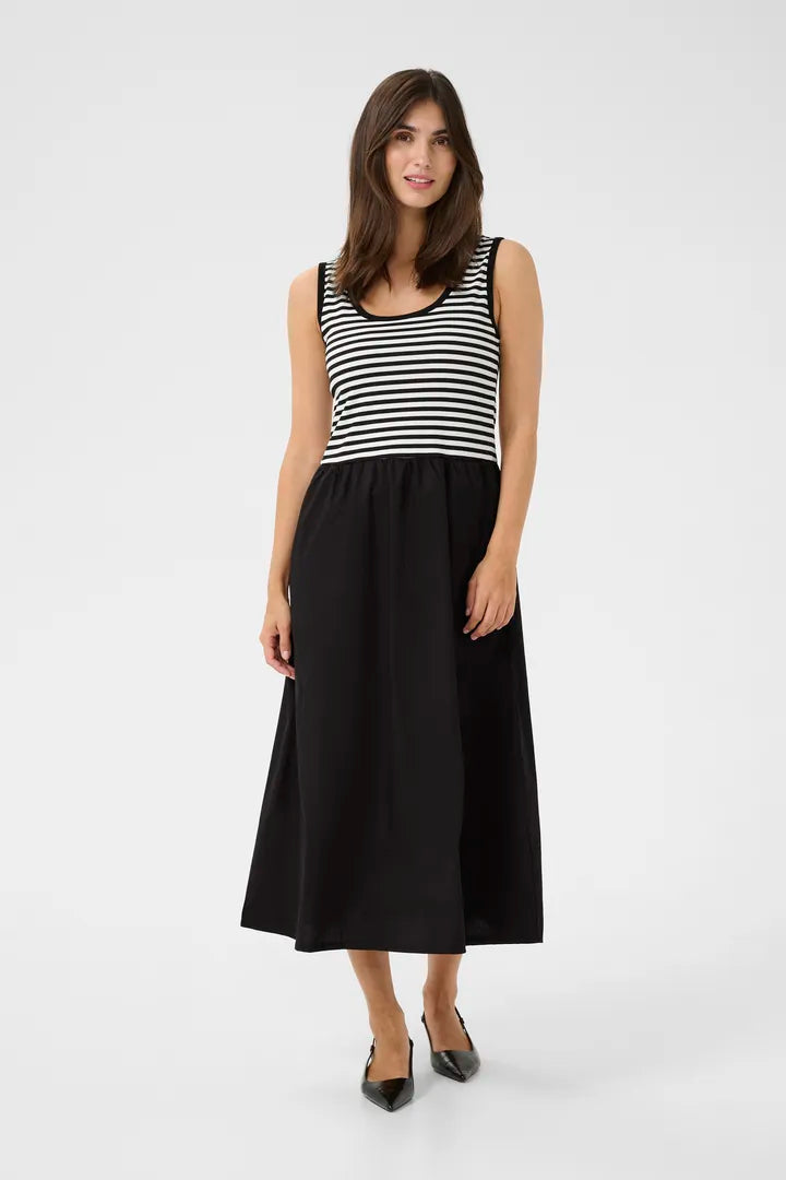 Culture Florence Tank Top Dress - Black/White Stripe