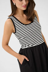 Culture Florence Tank Top Dress - Black/White Stripe