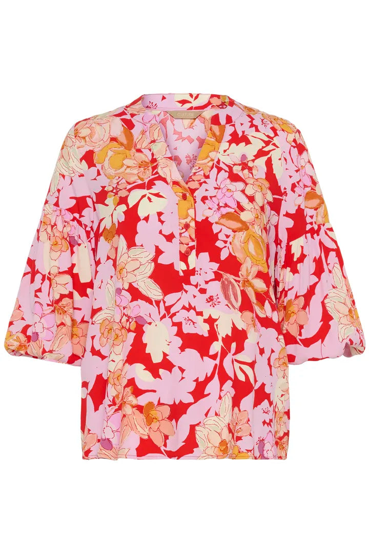 Culture Audrey Bello Blouse - Red/pink Flower