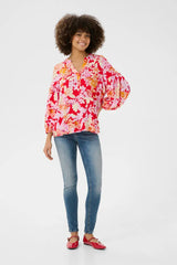 Culture Audrey Bello Blouse - Red/pink Flower