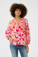 Culture Audrey Bello Blouse - Red/pink Flower