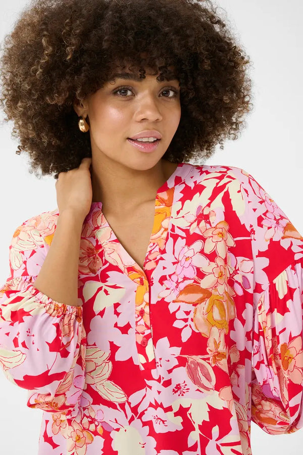 Culture Audrey Bello Blouse - Red/pink Flower