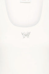 Pulz Allesia Butterfly Tank Top - Bright White