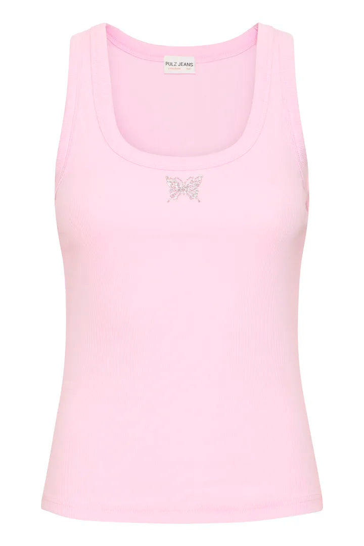 Pulz Allesia Butterfly Tank Top - Pink Lady