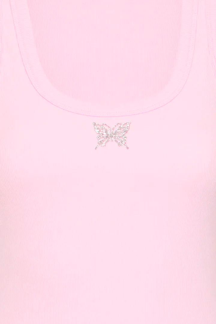 Pulz Allesia Butterfly Tank Top - Pink Lady