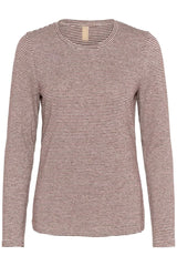 Culture Alexandra Jersey LS T-shirt - Bordeaux/Whitec