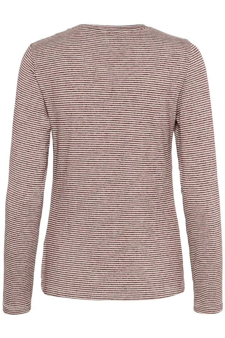 Culture Alexandra Jersey LS T-shirt - Bordeaux/Whitec