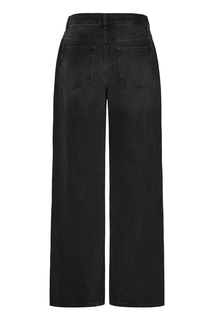 Pulz Vega UHW Jeans Wide Leg - Black Denim