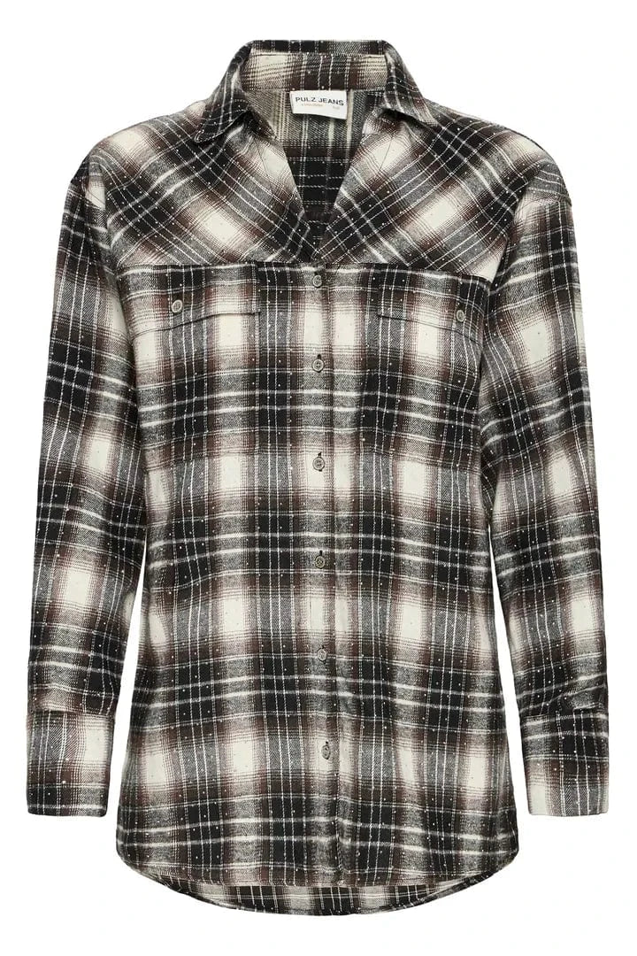 Pulz Katelyn Oversized Shirt - Brown