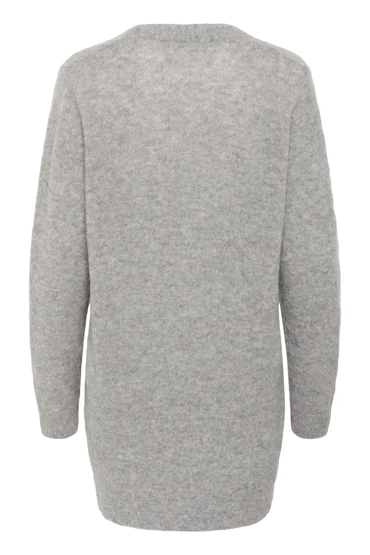 Culture Asima Katrina Long Cardigan - Mid Grey Melange