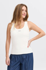 Pulz Allesia Butterfly Tank Top - Bright White