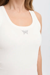 Pulz Allesia Butterfly Tank Top - Bright White