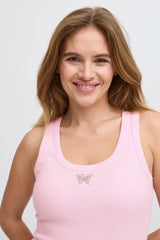 Pulz Allesia Butterfly Tank Top - Pink Lady