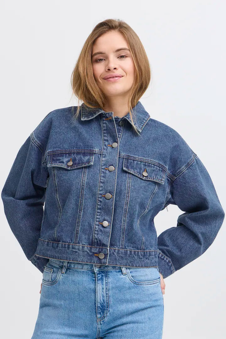 Pulz Gabrielle Denim Jacket - Medium Blue