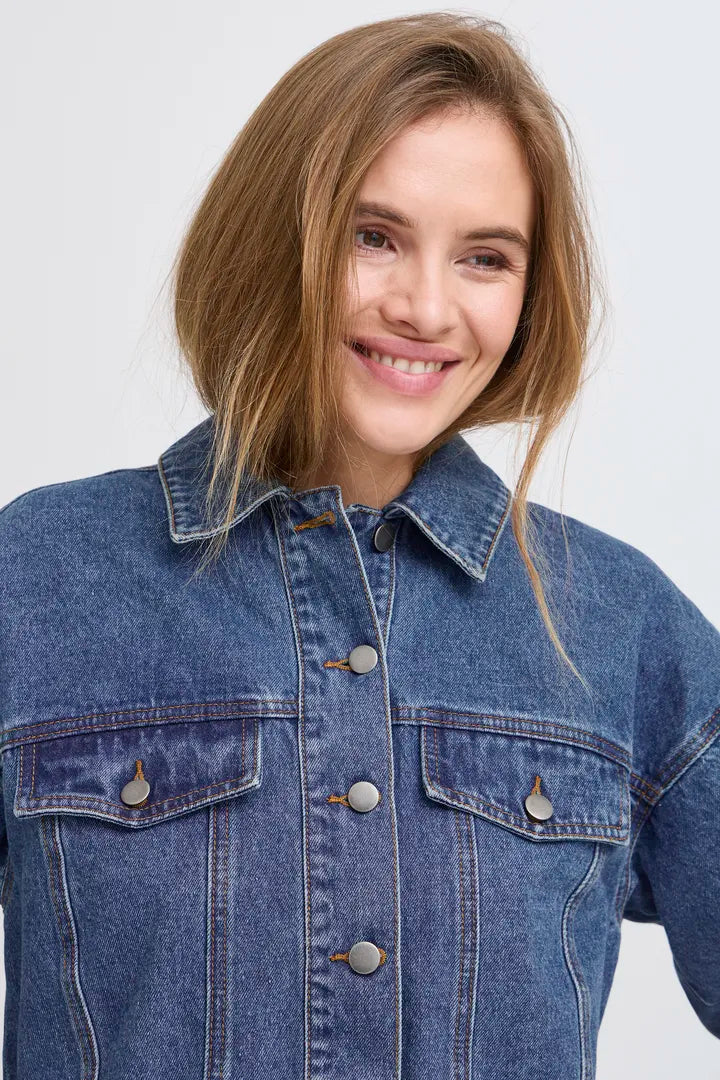 Pulz Gabrielle Denim Jacket - Medium Blue