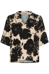 Culture Rachel Elitha SS Blouse - Black/Off White Flower