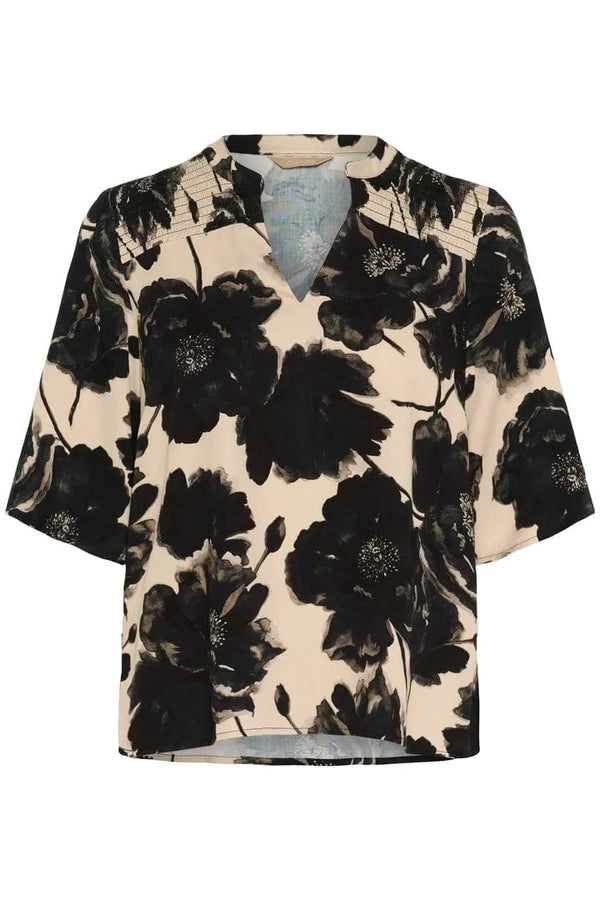 Culture Rachel Elitha SS Blouse - Black/Off White Flower