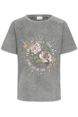 Pulz Madelyn Rebelrose T-shirt - Light Grey