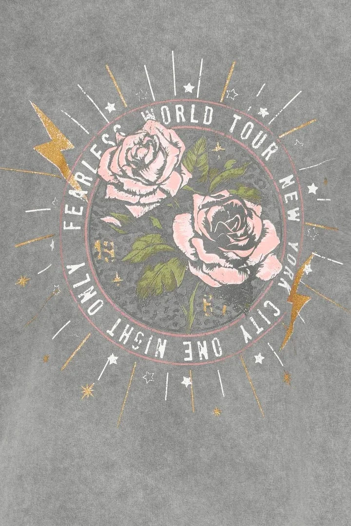 Pulz Madelyn Rebelrose T-shirt - Light Grey