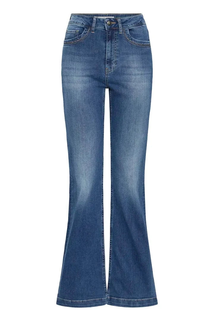 Pulz Bessie UHW Jeans Bootcut Leg - Medium Blue